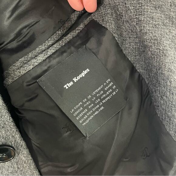 The Kooples Men’s Grey Pienza Coat Overcoat Pea Coat Buttons Mid-Length Business - Picture 7 of 13